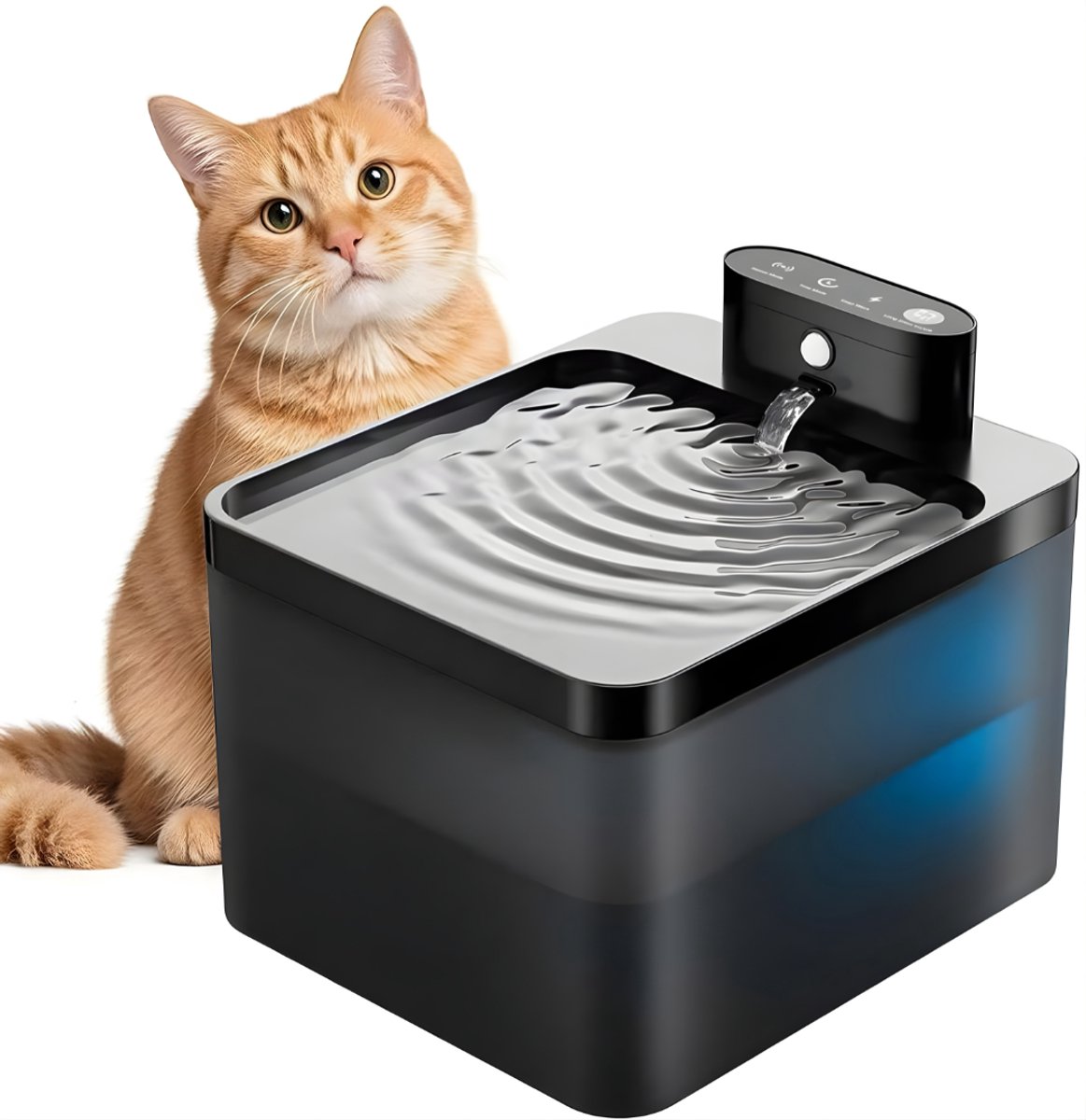 REN® Drinkfontein Kat - Drinkfontein Kat Happy Things - Drinkfontein Kat Draadloos - Drinkfontein Kat Keramiek - Drinkfontein Kat Zonder Filter - Zwart - 19cm x 16cm x 15cm