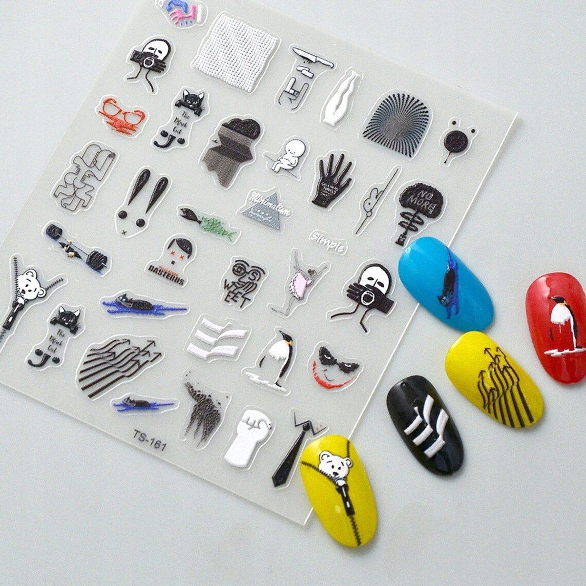 Frezarkowo - Samoprzylepne 3D Nagelstickers - Halloween Joker - Zwarte Kat