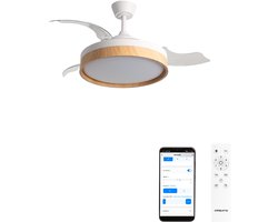 CREATE - Stille plafondventilator 40 W Ø107 cm met intrekbare bladen en LED-licht - M - Met licht - WIFI - WIND CLEAR EDGE