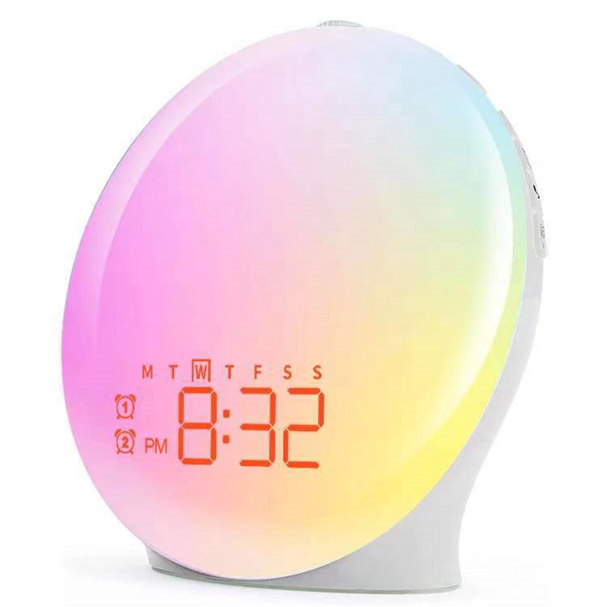 carmdering - Weklicht met Zonsopgangsimulatie -Wake-Up Light –Wake Up Light - 9 Kleuren en 7 Geluiden -Wekker - Snooze Functie - Lichtwekker - Slaaptrainer - Digitale Wekker - Wakeup Light
