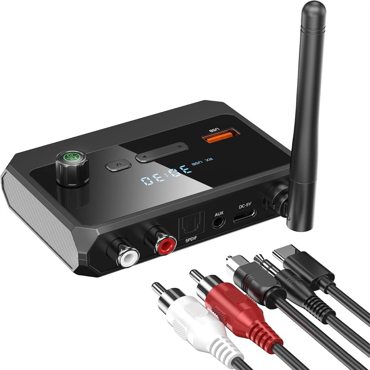 carmdering -Bluetooth Transmitter & Receiver 2 in 1 -Bluetooth Ontvanger - Draadloze Audio Adapter - Stereo Receiver - Bluetooth 5.3 Connectiviteit - Optische Laag Latentie Uitgang - Duurzaam Kunststof - HD Muziek Streaming -1 Stuk