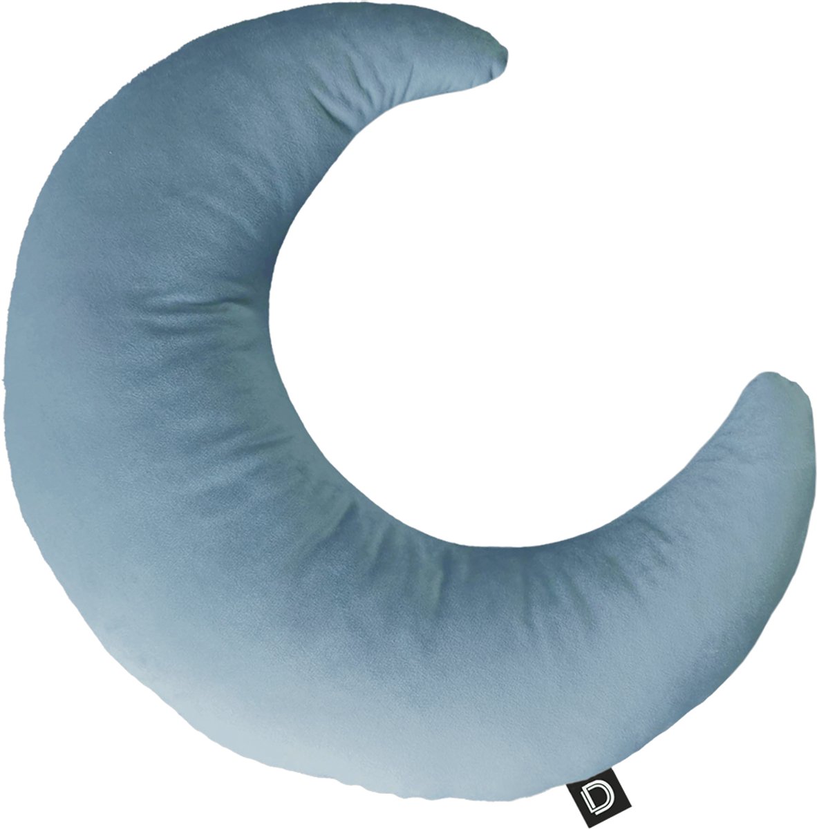 Decordruk VELVET Serie - Sierkussen - Kussen in Maanvorm - BLAUW