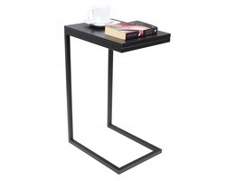 FutuStal Serie - Bijzettafel - Stalen Frame - Zwart Mat - Zwart MiniPearl Blad