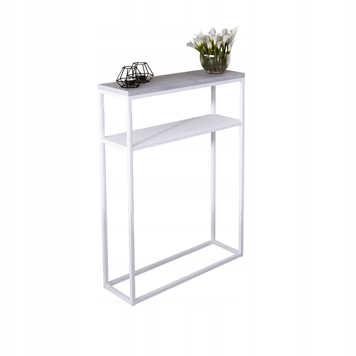 FutuStal - Dubbele Console - Wit Mat - Beton Licht - 60x20