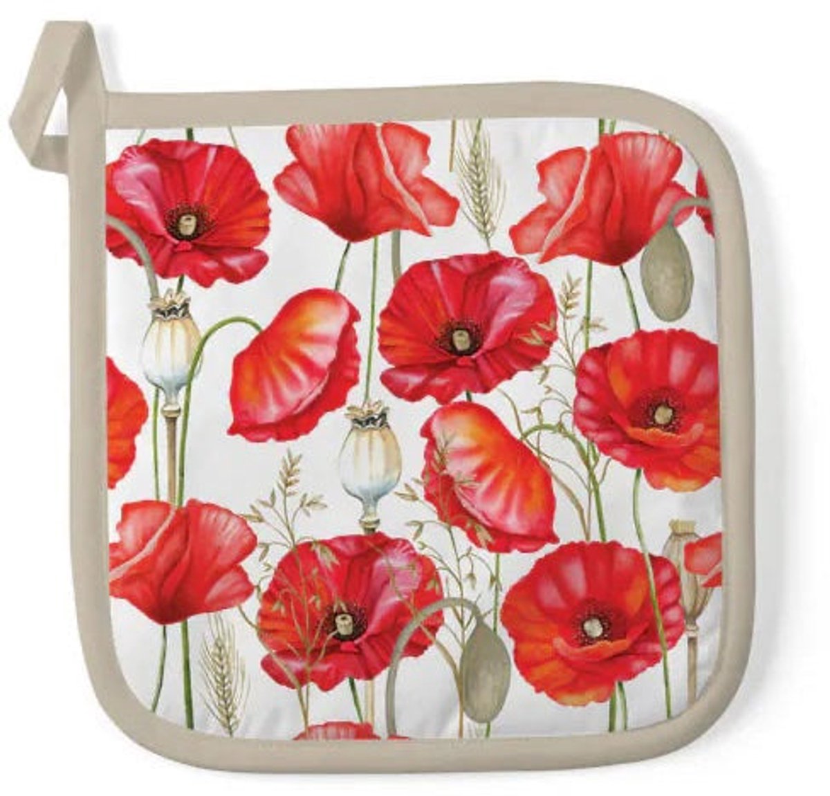 Ambiente Pannenlap Poppy All Over wit rood 20x20cm