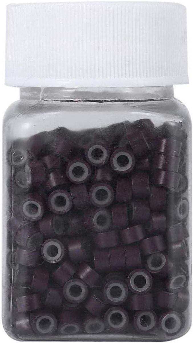 500 Stuks 5mm Haarverlenging Ringen, Siliconen Gevoerde Loops voor Menselijk Haar, 5 Kleuren, Geen Sliding, Duurzaam en Flexibel