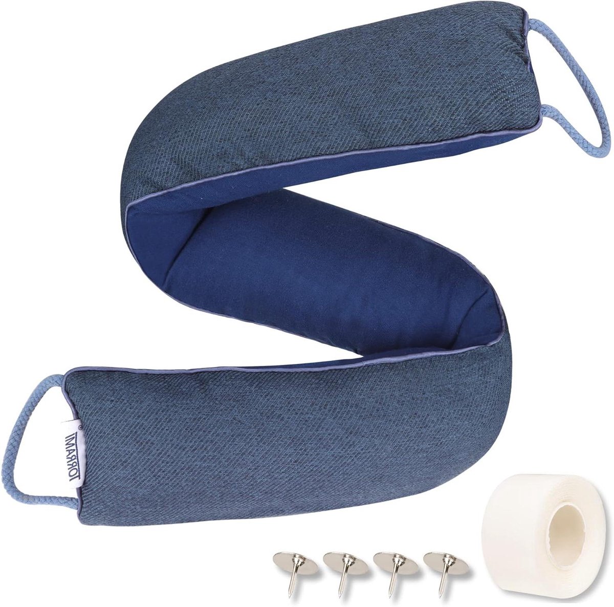 Deur Tochtstopper - Onder Bodem Isolatie - Tocht Buiten Houden - Zwaar Gevuld Ontwerp - 36 Inch Lengte - Donkerblauw