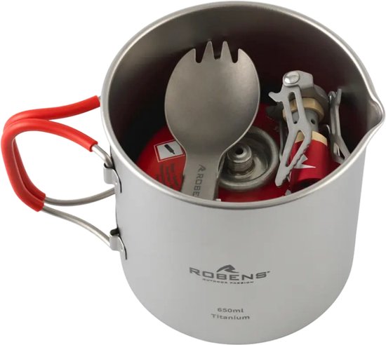 Robens Fire Wisp Solo Kookset UL - Kookset - Ultralicht - Titanium - Compact - Gascartridge opbergbaar — afbeelding 2