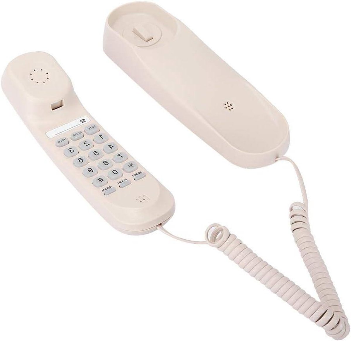 Vaste Telefoon - Wandtelefoon Dubbel - Gesprekken Voeren - Hoortoestel Technologie - 335 Gram - Beige