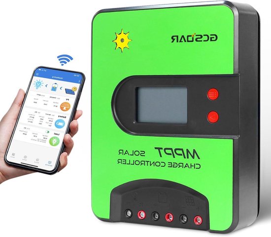 MPPT Solar Charge Controller - Laadregelaar Zonne-energie - Batterijen Opladen - Ingebouwde Wifi Module - 40A 100V - Groen