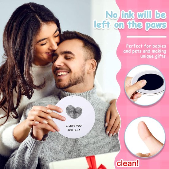 Inktkussenset voor huisdieren - 2-delige set (2 inktkussens + 4 vellen papier) - Pootafdrukken van honden & katten - Ideaal voor aandenkenalbums, doe-het-zelf-ansichtkaarten en herinneringen - Ook geschikt voor baby-aandenkens - 11 x 11 cm — afbeelding 2