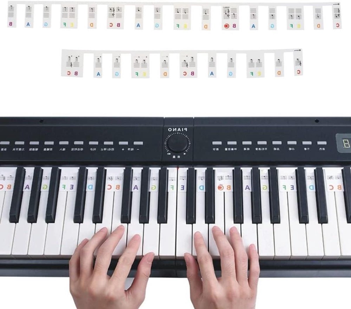 Gratis Plakken Geen Lijm Overlay Type 61 Toetsen Piano Note Kleurrijke Marker Siliconen Strips voor Beginners/Kids met Case