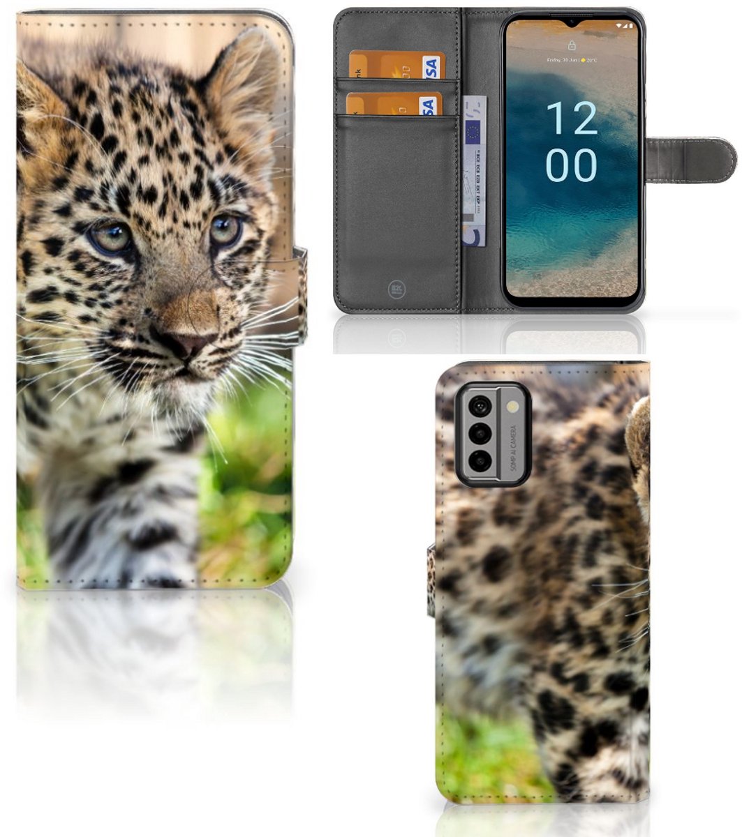 Nokia G22 Telefoonhoesje met Pasjes Baby Luipaard