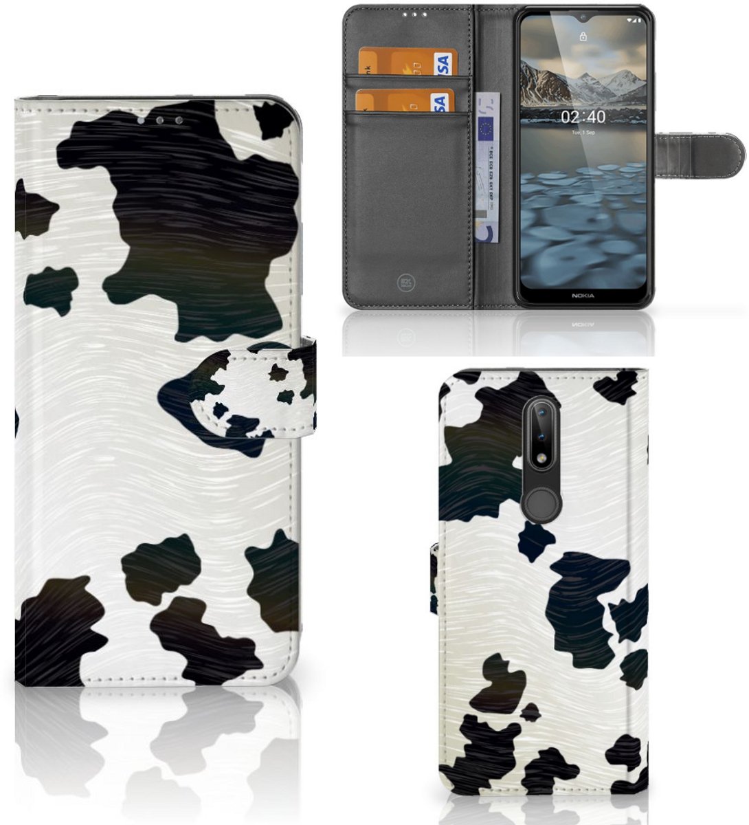 Nokia 2.4 Telefoonhoesje met Pasjes Koeienvlekken