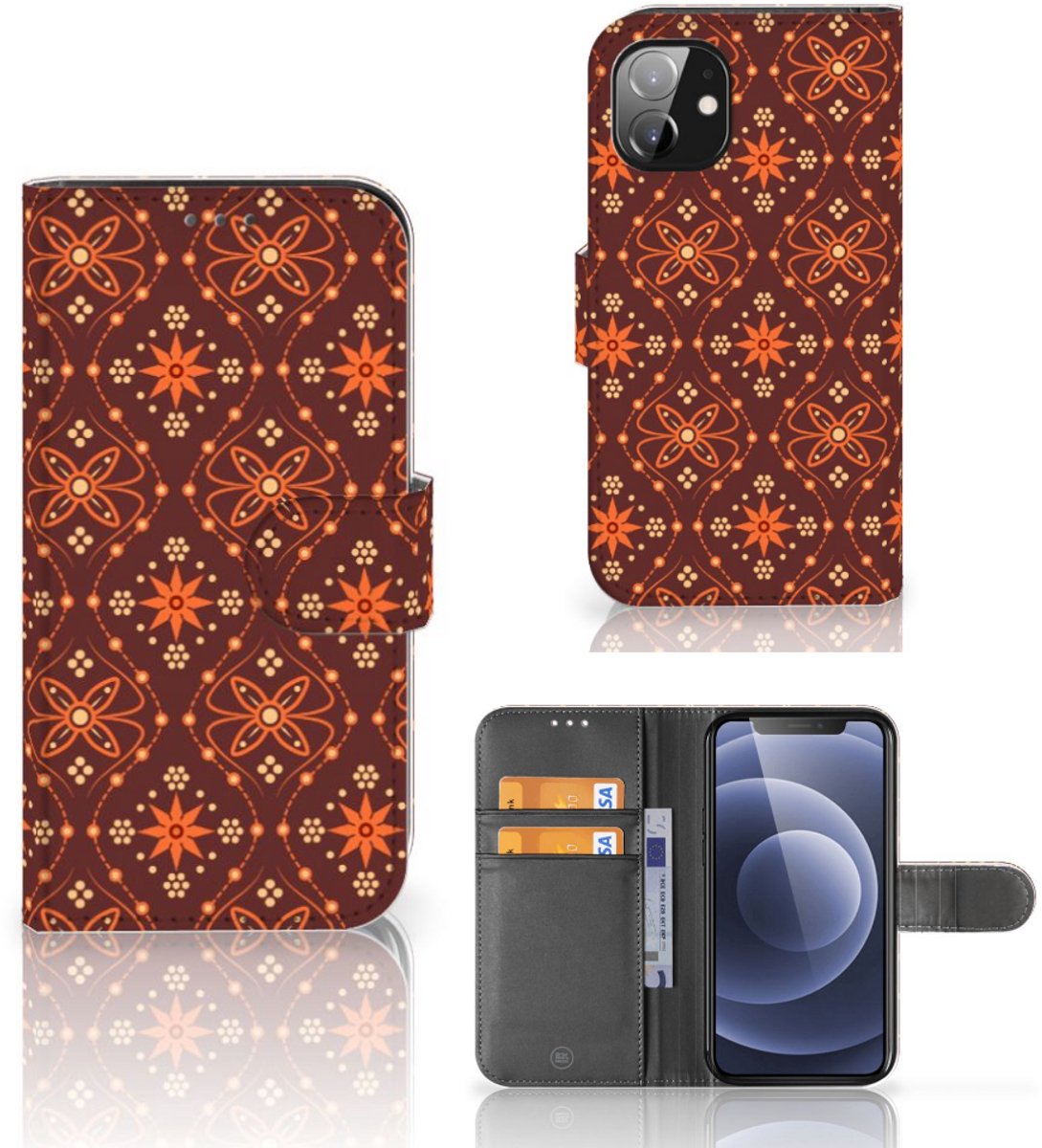 Book Case voor Apple iPhone 12 Mini Telefoon Hoesje Batik Brown
