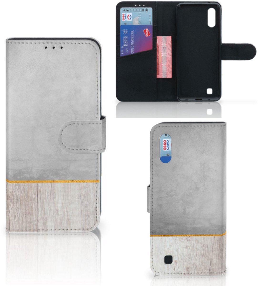Book Case voor Samsung Galaxy M10 Book Style Case Wood Concrete
