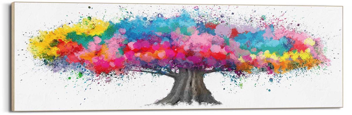 Schilderij Colourful Tree - 52 x 156 - Hout - REINDERS