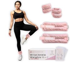 Pols- en enkelgewichten voor vrouwen, 0,5 kg x 2 - pilates, hardlopen, yoga en beentrainingen - inclusief oefengids met 25 trainingen - roze zebraprint van Activery Co.