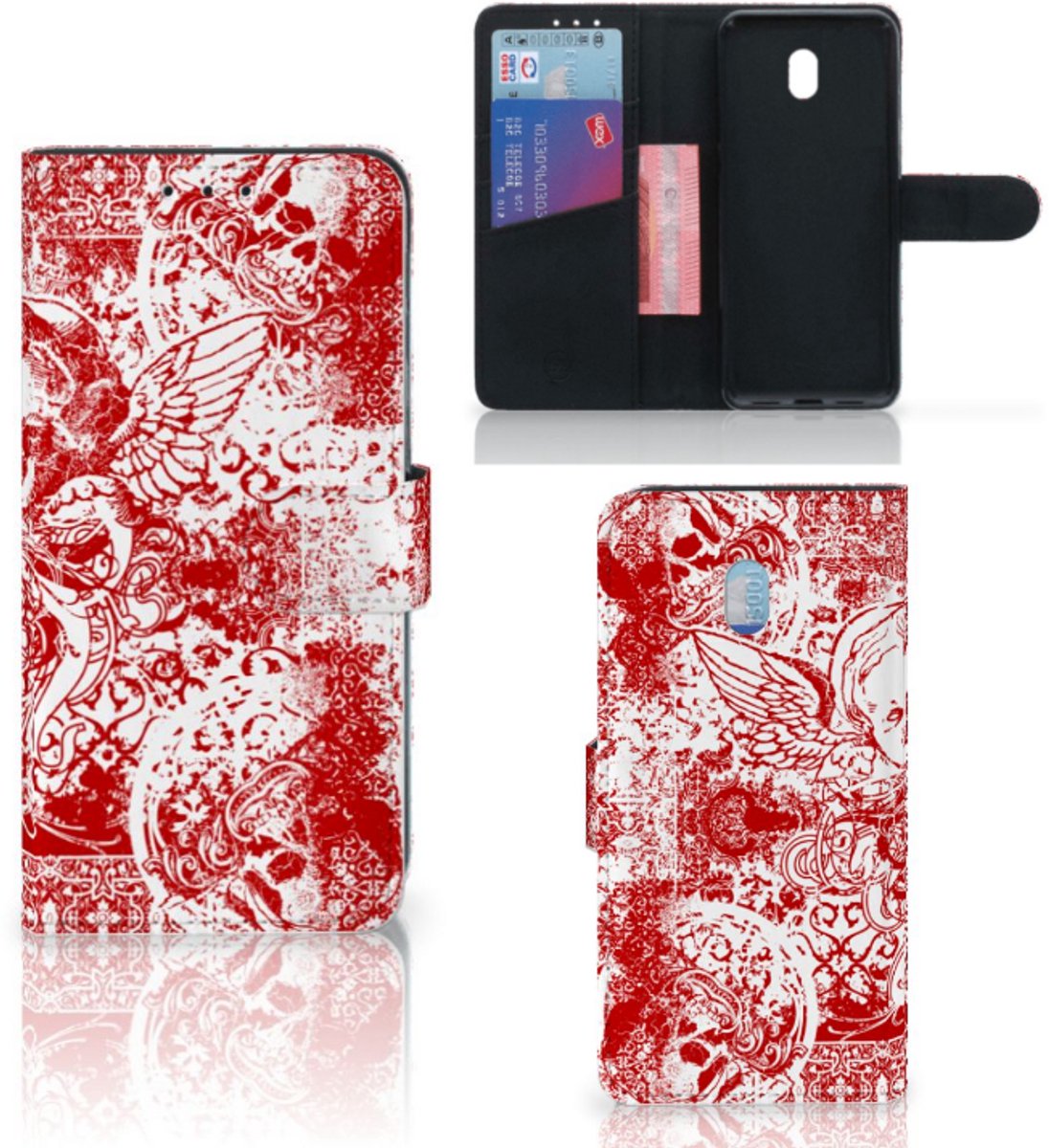 Telefoonhoesje met Naam Xiaomi Redmi 8A Angel Skull Rood