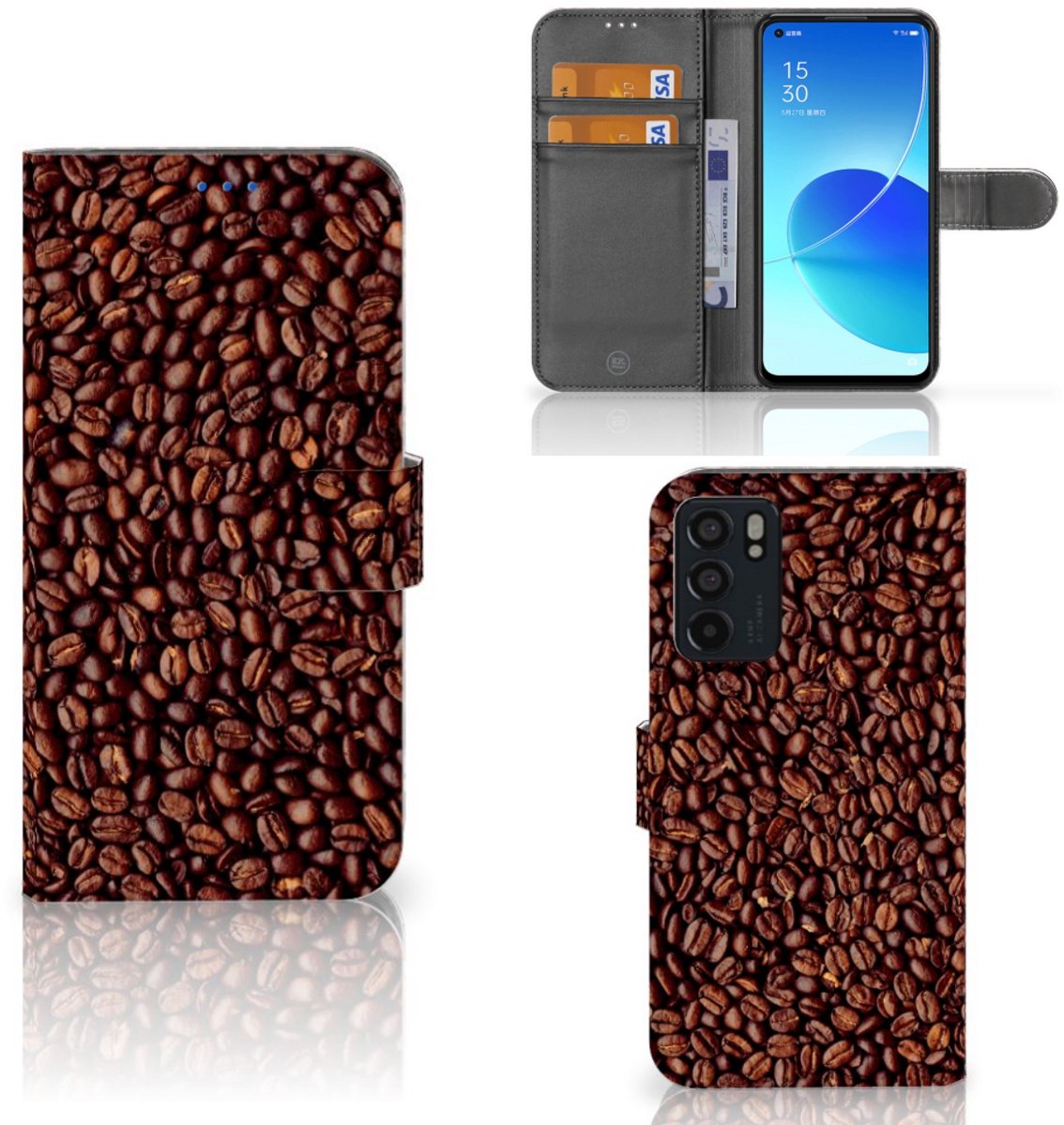 OPPO Reno6 5G Book Cover Koffiebonen