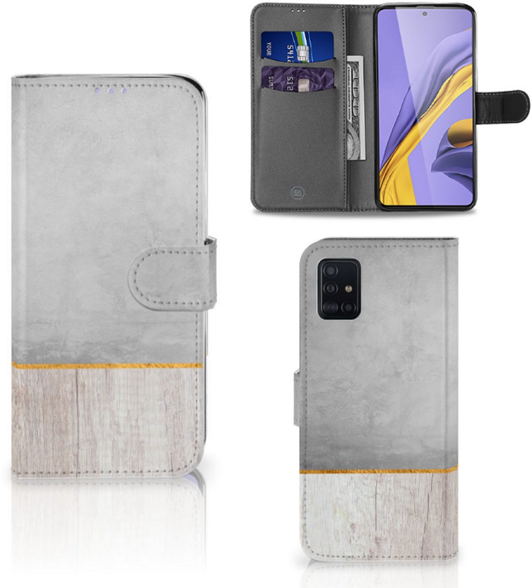 Samsung Galaxy A51 Book Style Case Wood Concrete