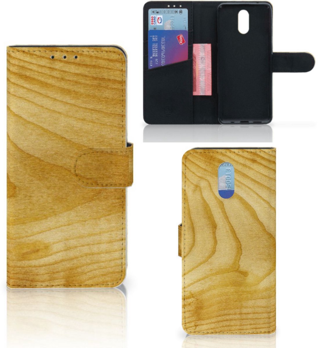 Nokia 2.3 Book Style Case Licht Hout