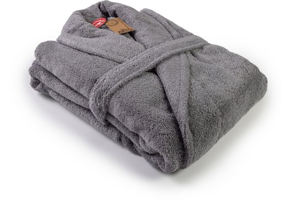 ARTG® Robezz - Badjas Sjaalkraag - 100% Badstof Katoen - Antracietgrijs - Anthracite Grey - Maat S/M
