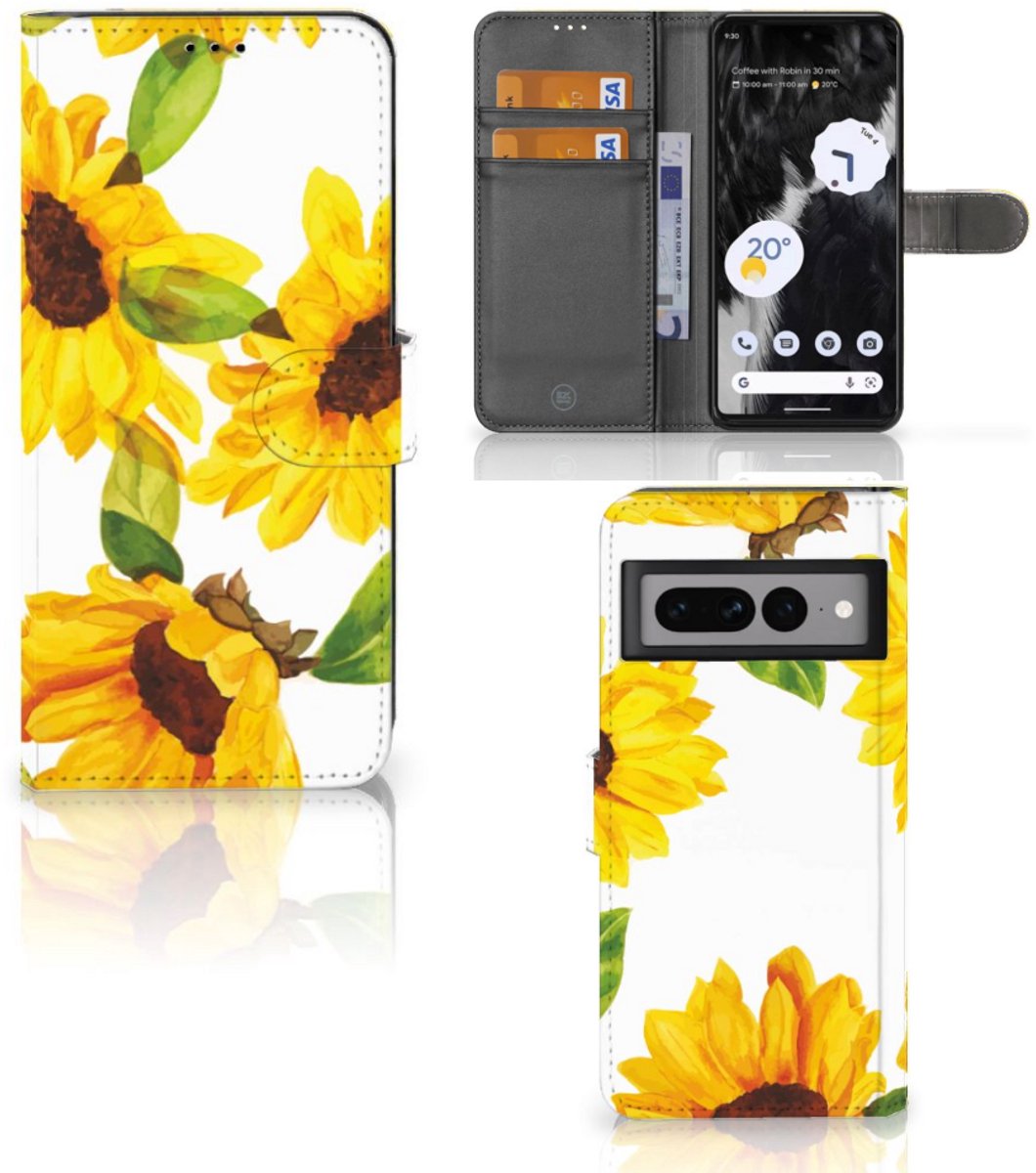 Boekhoesje voor Hoesje voor Google Pixel 7 Pro Zonnebloemen