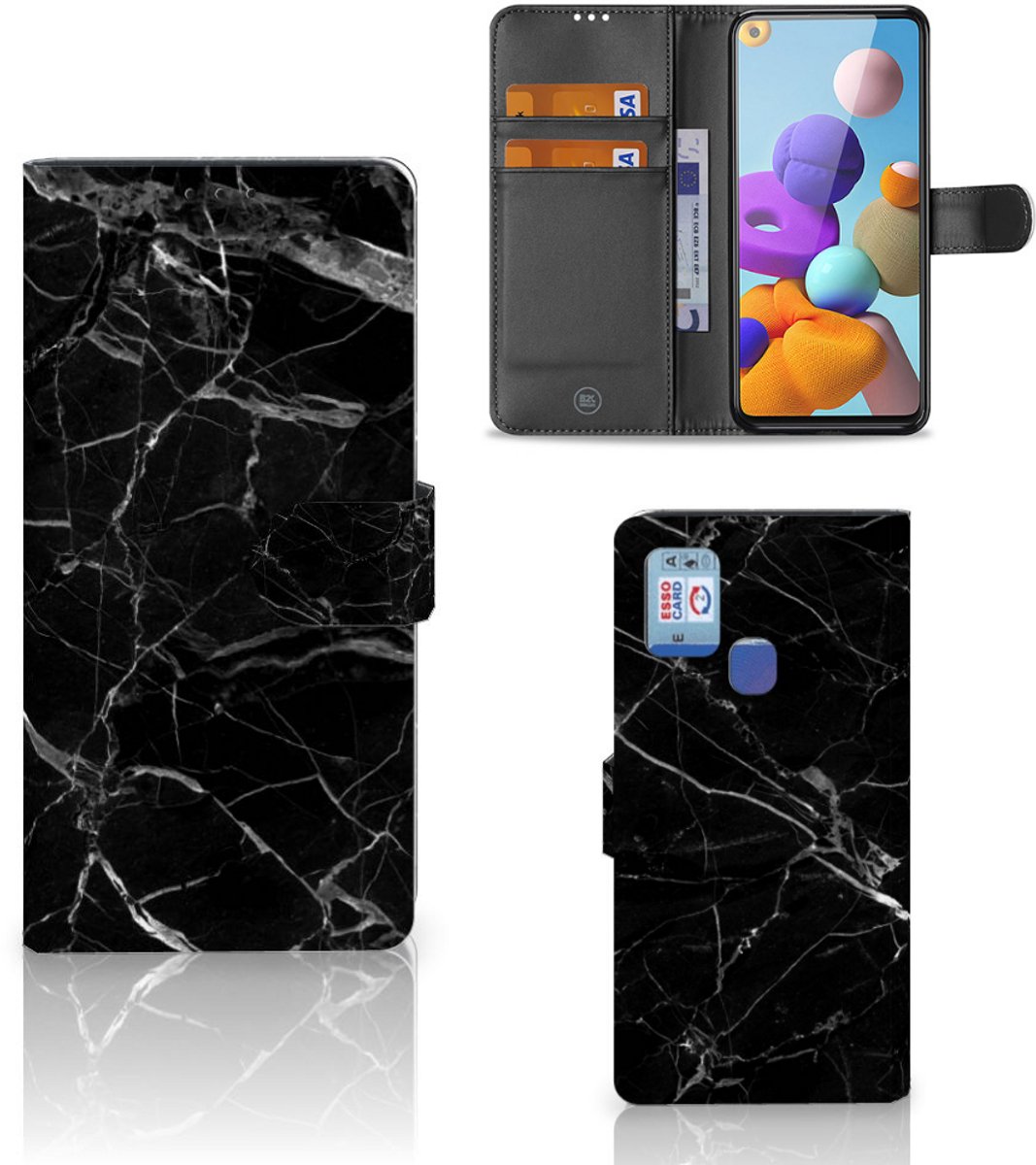 Samsung Galaxy A21s Bookcase Marmer Zwart - Origineel Cadeau Vader
