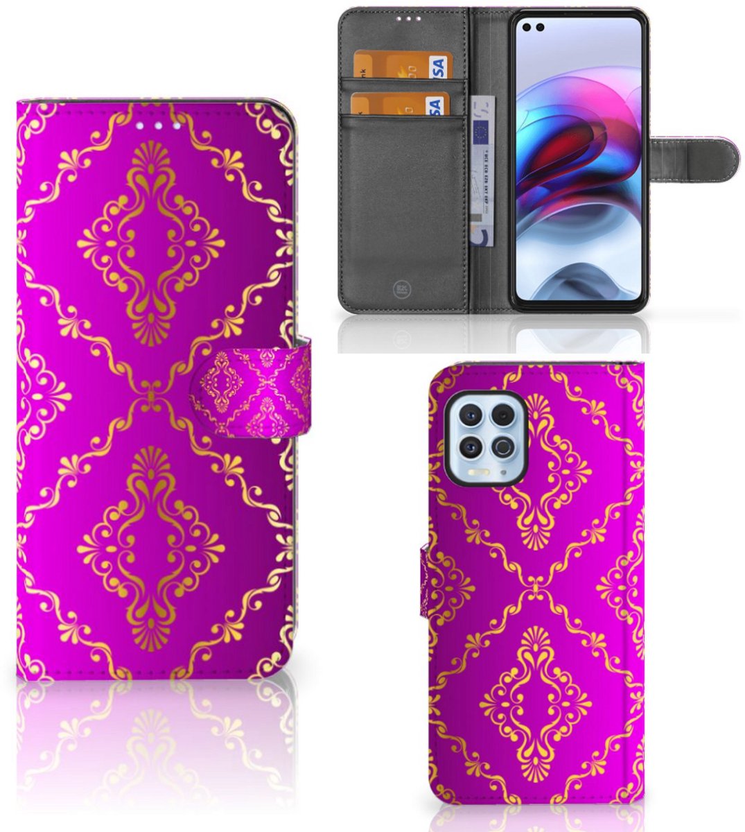 Wallet Case Motorola Moto G100 Barok Roze