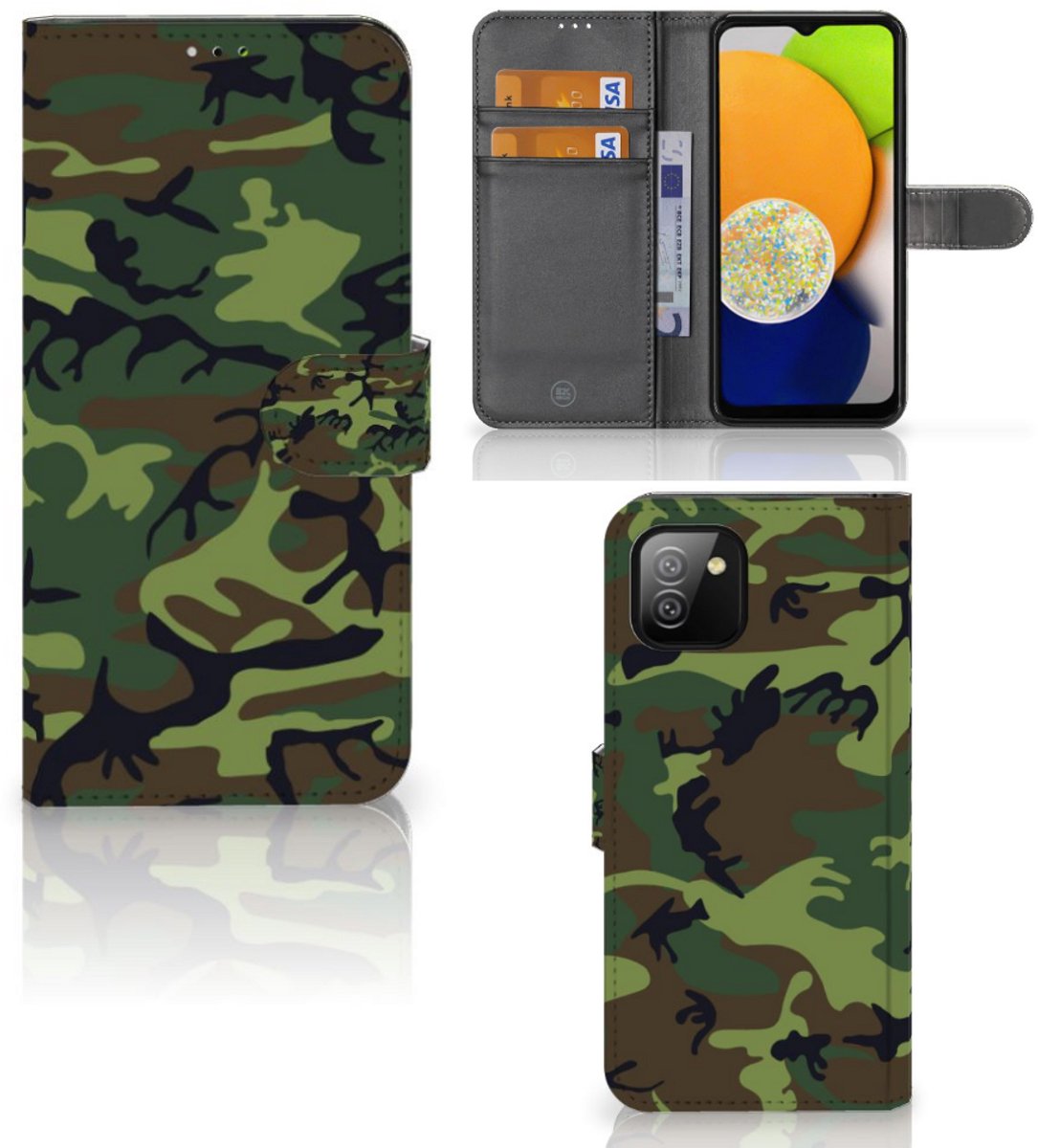 Book Case voor Samsung Galaxy A03 Telefoon Hoesje Army Dark
