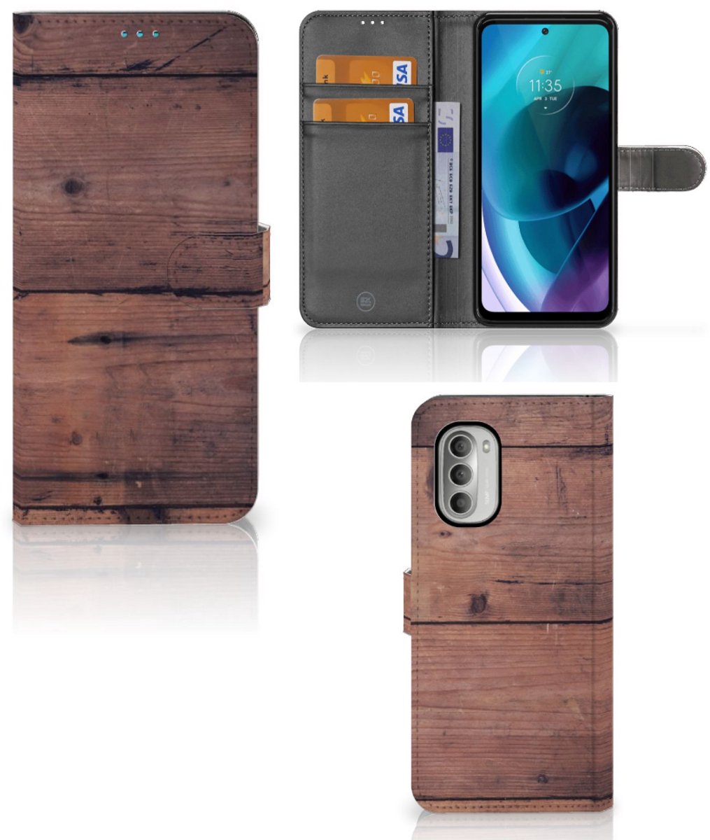 Motorola Moto G51 5G Book Style Case Old Wood