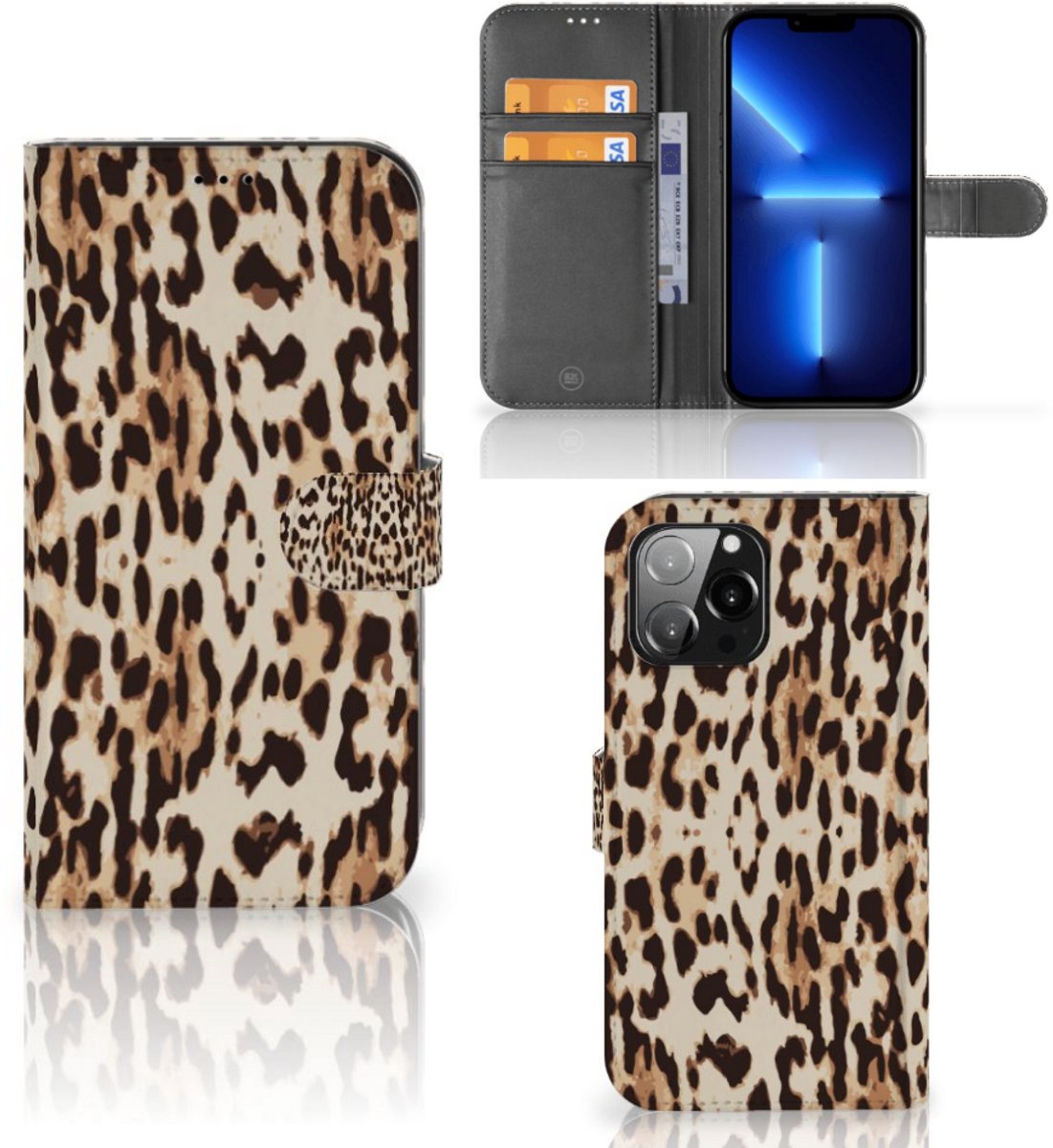 iPhone 13 Pro Max Telefoonhoesje met Pasjes Leopard