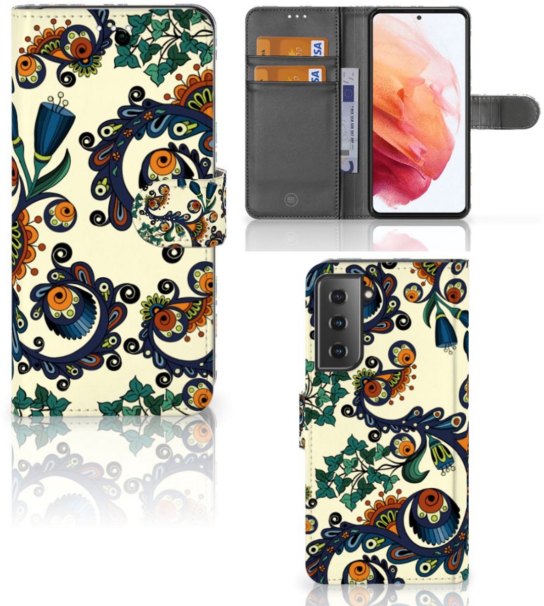 Wallet Case Samsung Galaxy S21 Barok Flower