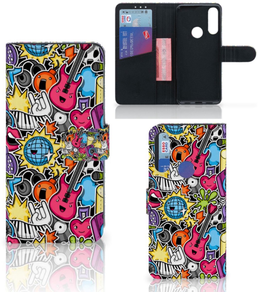 Alcatel 1S 2020 Wallet Case met Pasjes Punk Rock