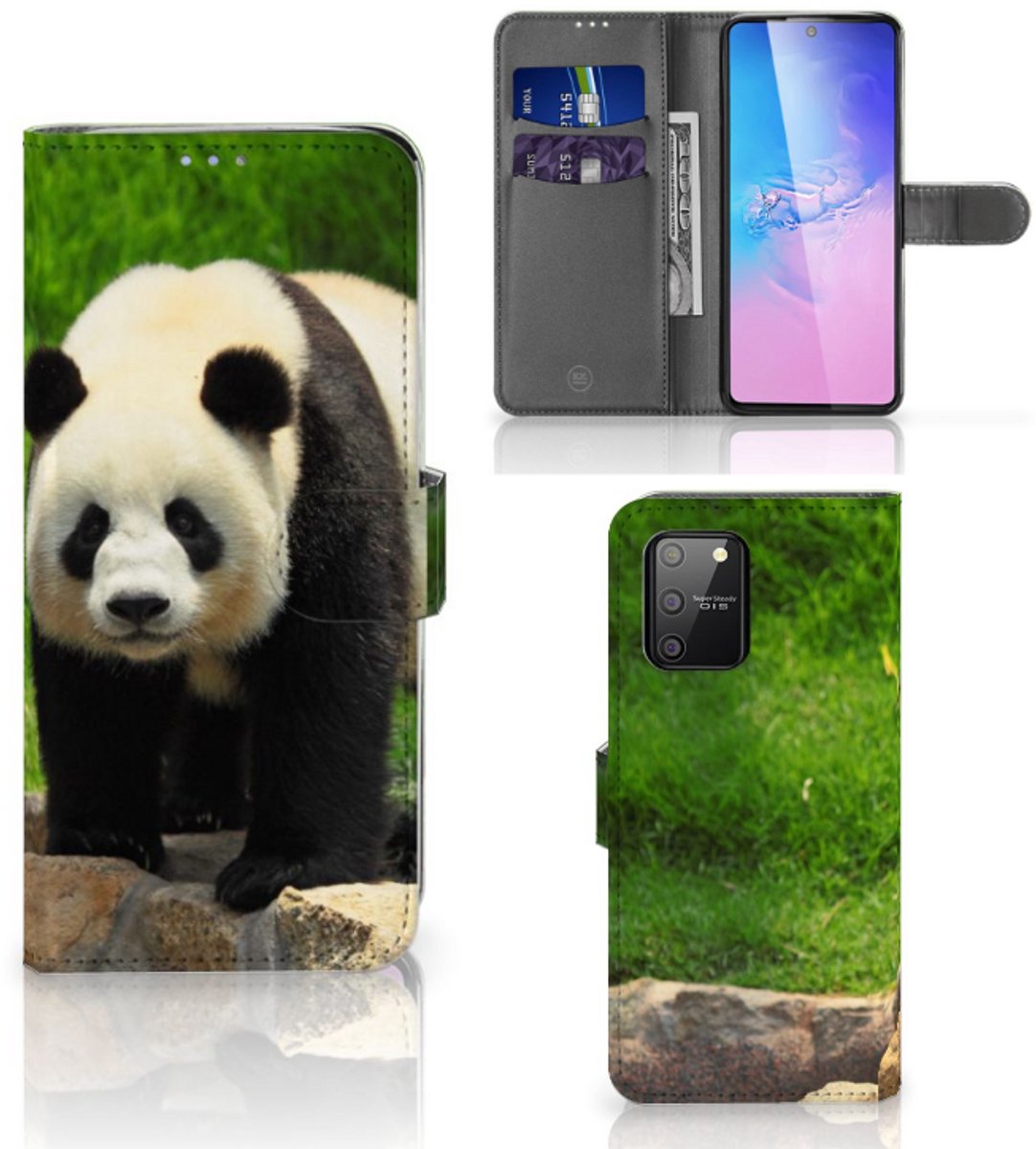 Samsung S10 Lite Telefoonhoesje met Pasjes Panda