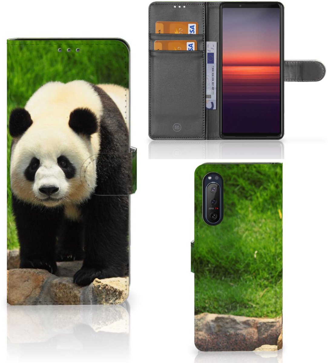 Sony Xperia 5II Telefoonhoesje met Pasjes Panda