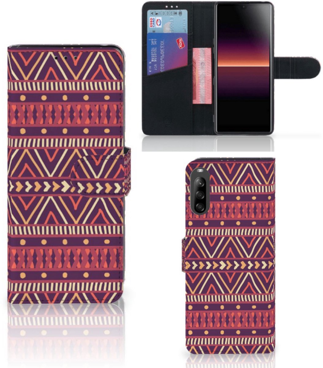 Sony Xperia L4 Telefoon Hoesje Aztec Paars