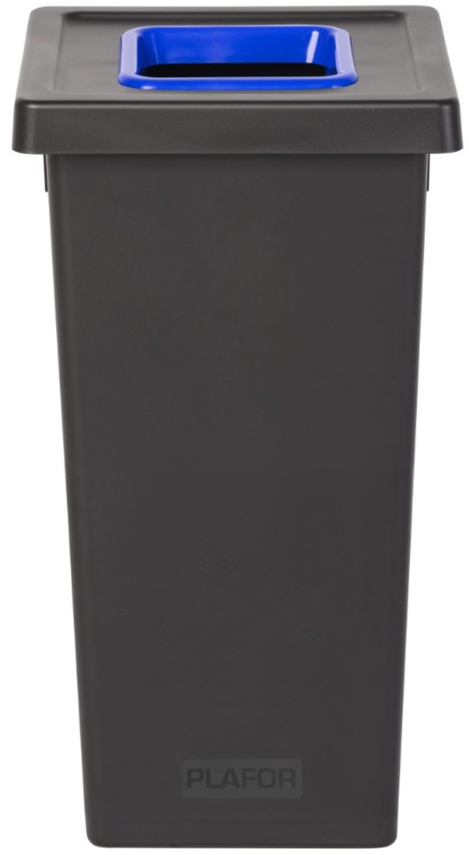 Plafor Fit Bin, Prullenbak voor afvalscheiding - 75L – Zwart/Blauw- met 5 gratis stickers – recycle – afvalbak - vuilnisbak – afvalemmer – afvalscheiding – vuilnisemmer – sorteerafvalemmer – recycling – hygiënisch - kantoor - keuken