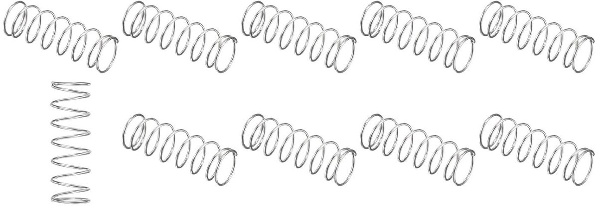 Drukveren - Veren set - Reparaties uitvoeren - 304 Roestvrij staal - 07 x 10 x 30 mm - Zilverkleurig