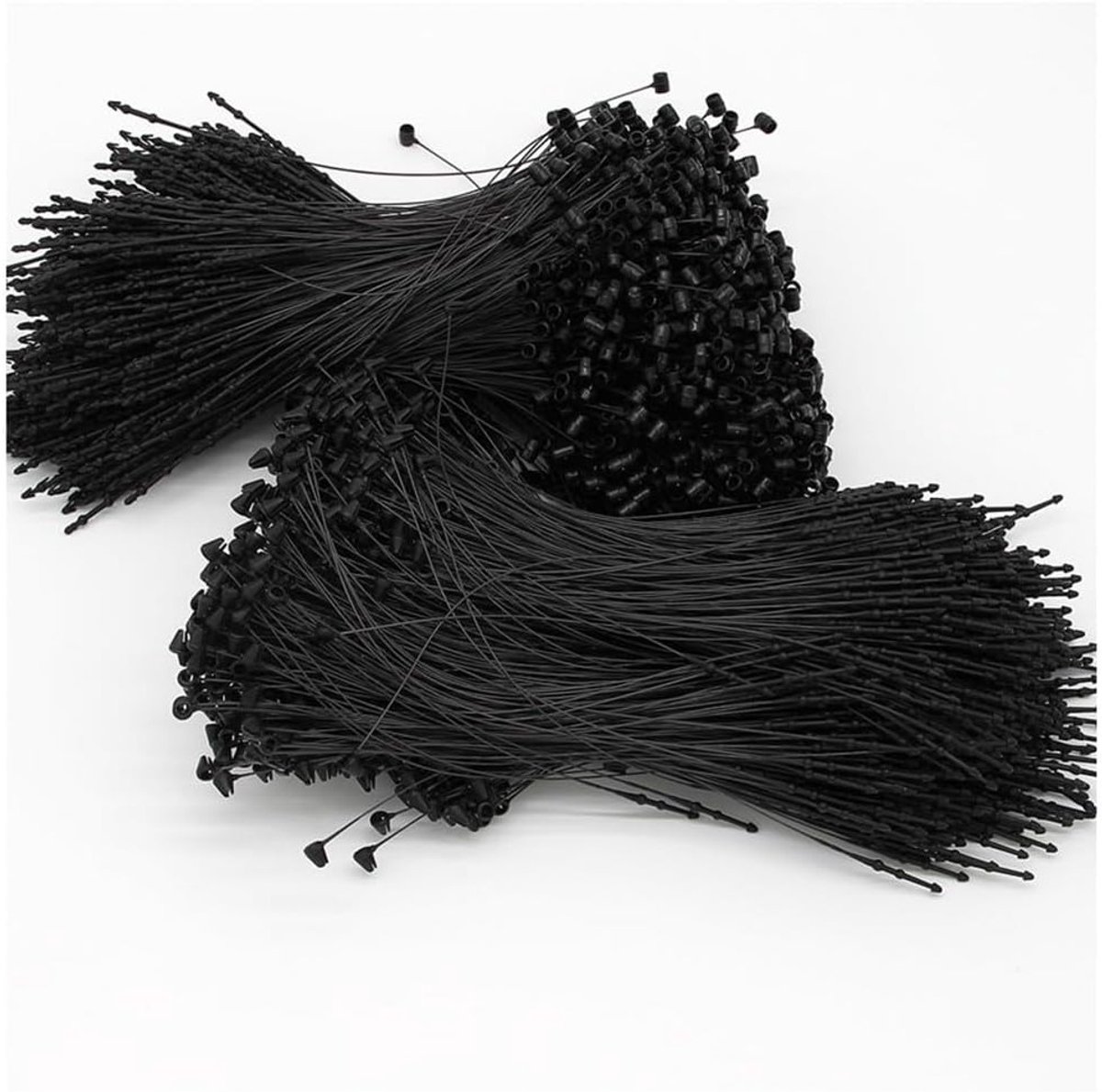 2000 Stuks Veiligheidsdraden, Zwarte Hangtags Koord met Drukknoopsluiting voor Bevestigen van Lussen, Plastic Veiligheidslabels en Fastening Tags voor Kleding, Schoenen en Tassen - 10 cm