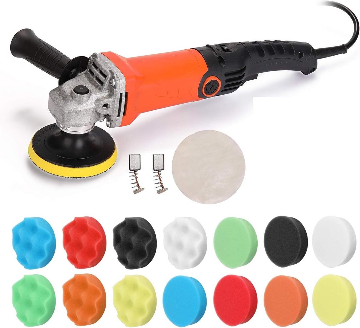 Elektrische Polijstmachine - Auto Wax Machine - Auto Polijsten - 1-6 Instelbare Snelheid - 1200 Watt - Zwart Oranje