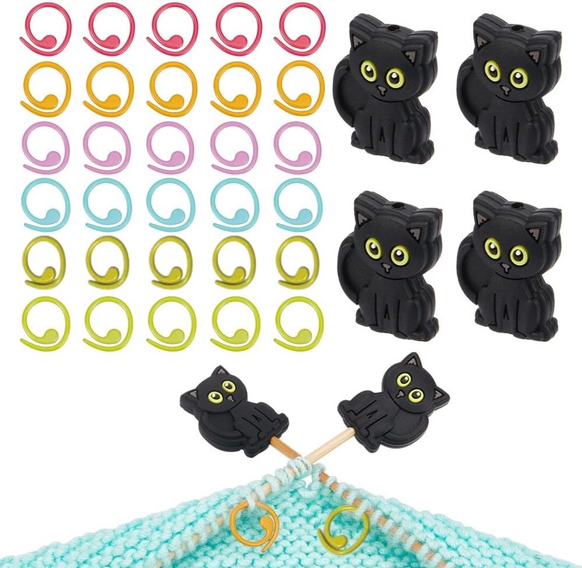4 Stuks Breinaalden Stopper en 30 Stuks Breinaald Punt Beschermers met Opbergdoos - Handige Breiaccessoires voor DIY Creaties en Brei Projecten