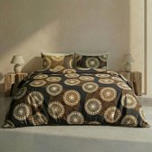 SENZA DONNA 100% Premium Katoen Satijn Dekbedovertrek 200x200/220-2x60x70 cm ( 260 cm Lang ) CIRCLES