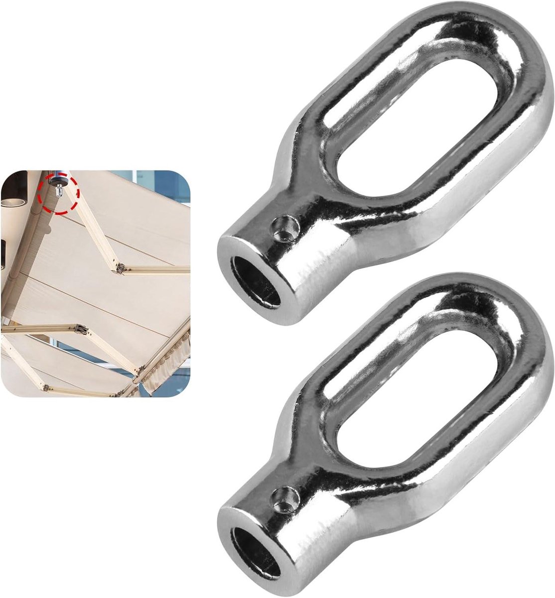 Lieruitgangsring Handmatige Lier - Rolbanner Hefmachine - Luifel Verstellen - Robuuste Aluminiumlegering - 55D x 17B x 30H mm - Zilver