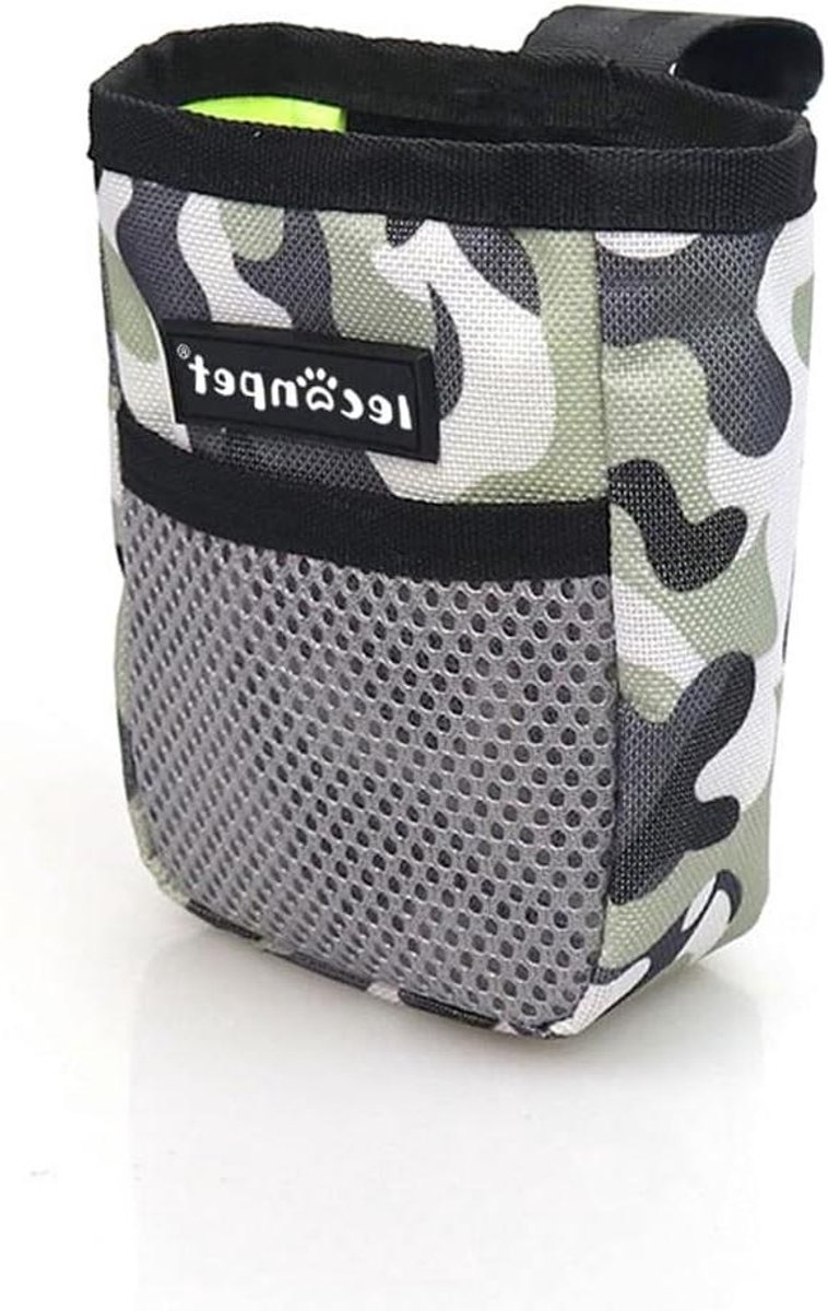 Hondentraktatie Pouch - Voedsel Snack Houder - Hondentraining Wandelen - Draagbare Opberghouder - 13.8 x 13.7 x 3.1 cm - Camo