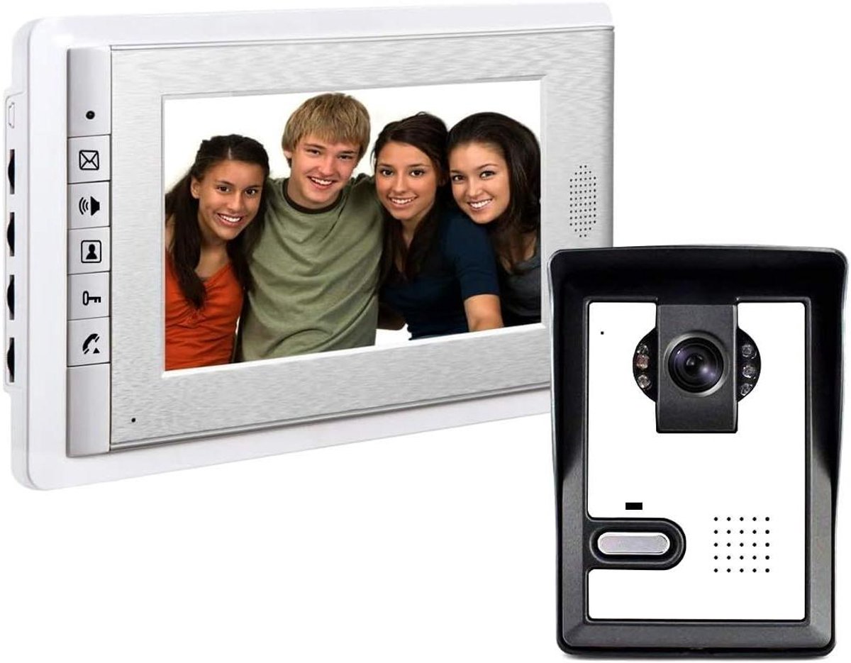 Video Intercom Systeem - Deurbel Camera - Beveiliging Huis - Nachtzicht Kleur - 7 inch Scherm - Zwart