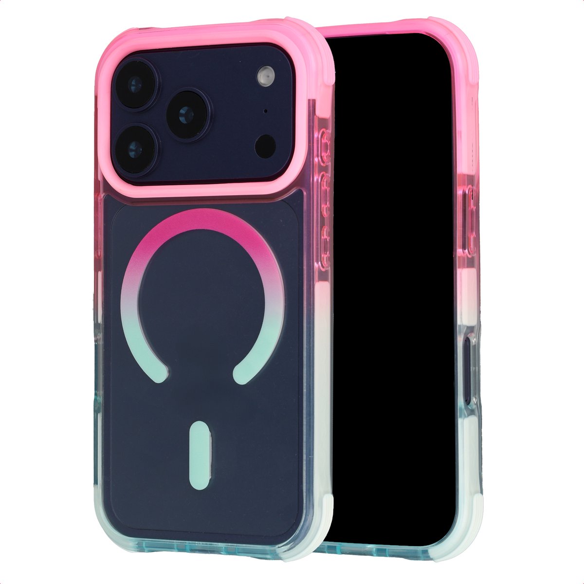 Selencia Hoesje - Geschikt voor Apple iPhone 17 Pro Max - Gradient Backcover - Roze / Blauw