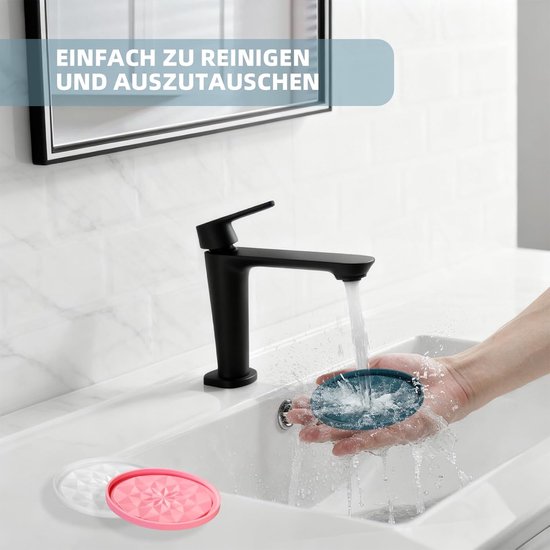 Herbruikbare Yoghurt Deksel - Siliconen Deksel Beker - Lekvrij Bewaren - Omkeerbaar Onderzetter - 9.5 cm Diameter - Blauw Roze Wit — afbeelding 2