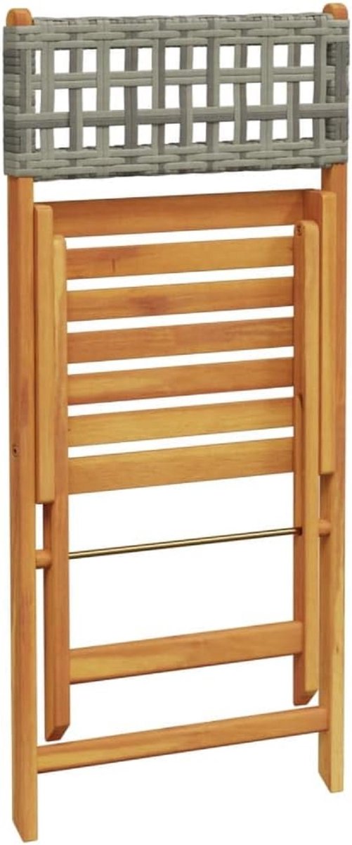 Bistro Tuinstoelen Set van 2 – Massief Acaciahout & Polyrotan – ABTkantoor Outdoor Eetstoelen Grijs – Weerbestendige Tuin- & Terrasstoelen – Balkon Tuinmeubelen